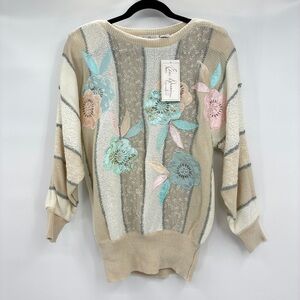 Vintage 80s Women’s Embroidered Beaded Golden Girls Artsy Sweater Medium NWT